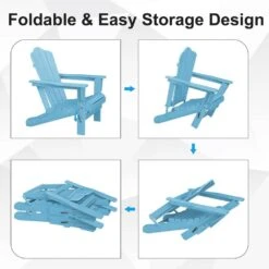 HDPE Classic Light Blue Folding Plastic Adirondack Chair (1-Pack) -More Furniture Store plastic adirondack chairs psqwy gblue 4f 1000