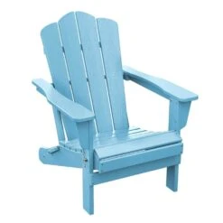 HDPE Classic Light Blue Folding Plastic Adirondack Chair (1-Pack)
