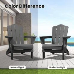 HDPE Classic Gray Folding Plastic Adirondack Chair (1-Pack) -More Furniture Store plastic adirondack chairs psqwy gray 31 1000
