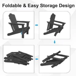 HDPE Classic Gray Folding Plastic Adirondack Chair (1-Pack) -More Furniture Store plastic adirondack chairs psqwy gray 4f 1000