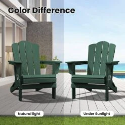 HDPE Classic Green Folding Plastic Adirondack Chair (1-Pack) -More Furniture Store plastic adirondack chairs psqwy green 31 1000
