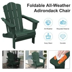 HDPE Classic Green Folding Plastic Adirondack Chair (1-Pack) -More Furniture Store plastic adirondack chairs psqwy green 44 1000