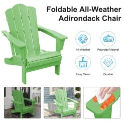 HDPE Classic Light Green Folding Plastic Adirondack Chair (1-Pack) -More Furniture Store plastic adirondack chairs psqwy lightg 44 1000