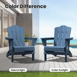 HDPE Classic Navy Folding Plastic Adirondack Chair (1-Pack) -More Furniture Store plastic adirondack chairs psqwy navy 31 1000
