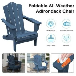 HDPE Classic Navy Folding Plastic Adirondack Chair (1-Pack) -More Furniture Store plastic adirondack chairs psqwy navy 44 1000