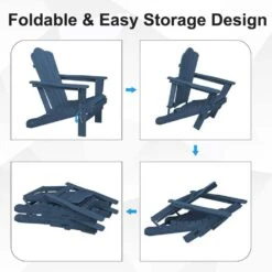 HDPE Classic Navy Folding Plastic Adirondack Chair (1-Pack) -More Furniture Store plastic adirondack chairs psqwy navy 4f 1000