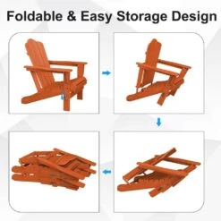 HDPE Classic Orange Folding Plastic Adirondack Chair (1-Pack) -More Furniture Store plastic adirondack chairs psqwy ogreen 4f 1000