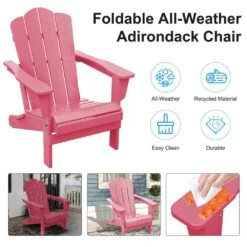 HDPE Classic Pink Folding Plastic Adirondack Chair (1-Pack) 12 HDPE Classic Pink Folding Plastic Adirondack Chair (1-Pack) -More Furniture Store plastic adirondack chairs psqwy pink 44 1000