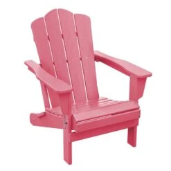 HDPE Classic Pink Folding Plastic Adirondack Chair (1-Pack)