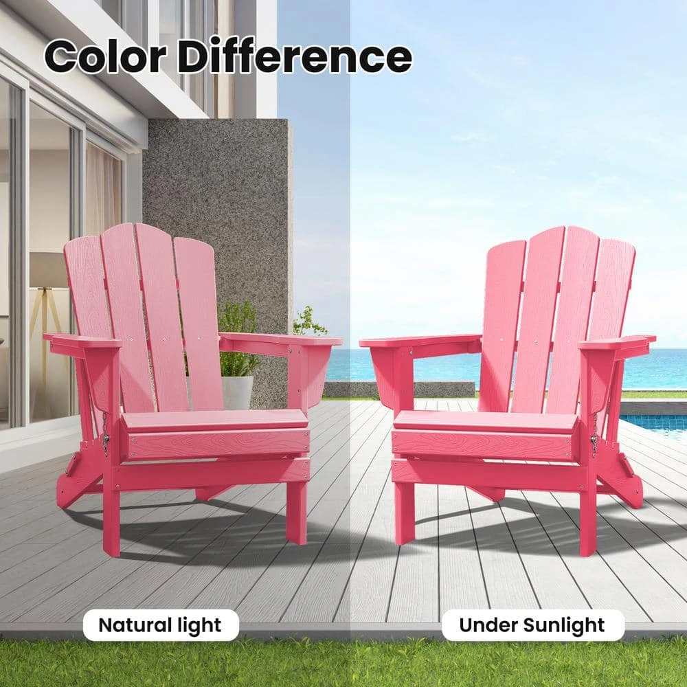 HDPE Classic Pink Folding Plastic Adirondack Chair (1-Pack) 8 HDPE Classic Pink Folding Plastic Adirondack Chair (1-Pack) - Image 8