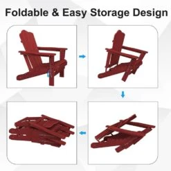 HDPE Classic Dark Red Folding Plastic Adirondack Chair (1-Pack) -More Furniture Store plastic adirondack chairs psqwy red 4f 1000
