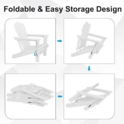 HDPE Classic White Folding Plastic Adirondack Chair (1-Pack) -More Furniture Store plastic adirondack chairs psqwy white 4f 1000