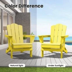 HDPE Classic Yellow Folding Plastic Adirondack Chair (1-Pack) -More Furniture Store plastic adirondack chairs psqwy yellow 31 1000