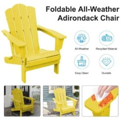 HDPE Classic Yellow Folding Plastic Adirondack Chair (1-Pack) -More Furniture Store plastic adirondack chairs psqwy yellow 44 1000