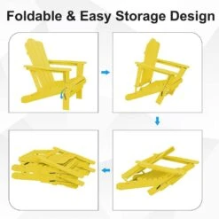 HDPE Classic Yellow Folding Plastic Adirondack Chair (1-Pack) -More Furniture Store plastic adirondack chairs psqwy yellow 4f 1000