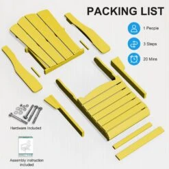 HDPE Classic Yellow Folding Plastic Adirondack Chair (1-Pack) -More Furniture Store plastic adirondack chairs psqwy yellow fa 1000