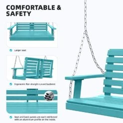 2-Person HDPE Plastic Outdoor Porch Swing In Aruba Blue -More Furniture Store porch swings pe dy aruba 1f 1000