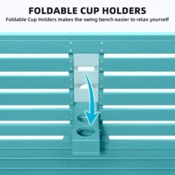 2-Person HDPE Plastic Outdoor Porch Swing In Aruba Blue -More Furniture Store porch swings pe dy aruba 4f 1000