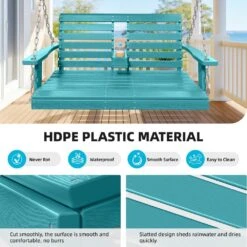 2-Person HDPE Plastic Outdoor Porch Swing In Aruba Blue -More Furniture Store porch swings pe dy aruba c3 1000