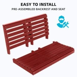 2-Person HDPE Plastic Outdoor Porch Swing In Red -More Furniture Store porch swings pe dy red 44 1000