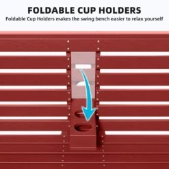 2-Person HDPE Plastic Outdoor Porch Swing In Red -More Furniture Store porch swings pe dy red 4f 1000