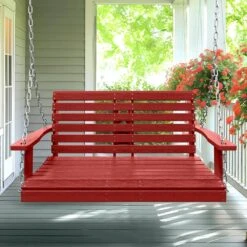 2-Person HDPE Plastic Outdoor Porch Swing In Red