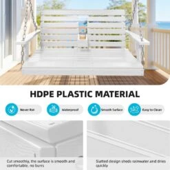 2-Person HDPE Plastic Outdoor Porch Swing In White -More Furniture Store porch swings pe dy white c3 1000