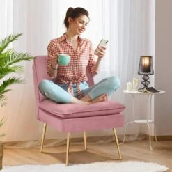 Purple 1-Piece Armless Upholstered Leisure Tight Back Accent Side Chair With Cushion Set Of 2 -More Furniture Store purple jearey accent chairs e11xxy 2 pk 31 1000