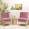 Purple 1-Piece Armless Upholstered Leisure Tight Back Accent Side Chair With Cushion Set Of 2