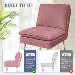 Purple 1-Piece Armless Upholstered Leisure Tight Back Accent Side Chair With Cushion Set Of 2 -More Furniture Store purple jearey accent chairs e11xxy 2 pk c3 1000