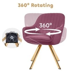 Modern Rose Purple Brushed Velvet Swivel Accent Armchair With Metal Legs For Living 16 Modern Rose Purple Brushed Velvet Swivel Accent Armchair With Metal Legs For Living -More Furniture Store purple jearey accent chairs e21zy hd pk 1f 1000