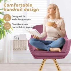 Modern Rose Purple Brushed Velvet Swivel Accent Armchair With Metal Legs For Living 17 Modern Rose Purple Brushed Velvet Swivel Accent Armchair With Metal Legs For Living -More Furniture Store purple jearey accent chairs e21zy hd pk 44 1000