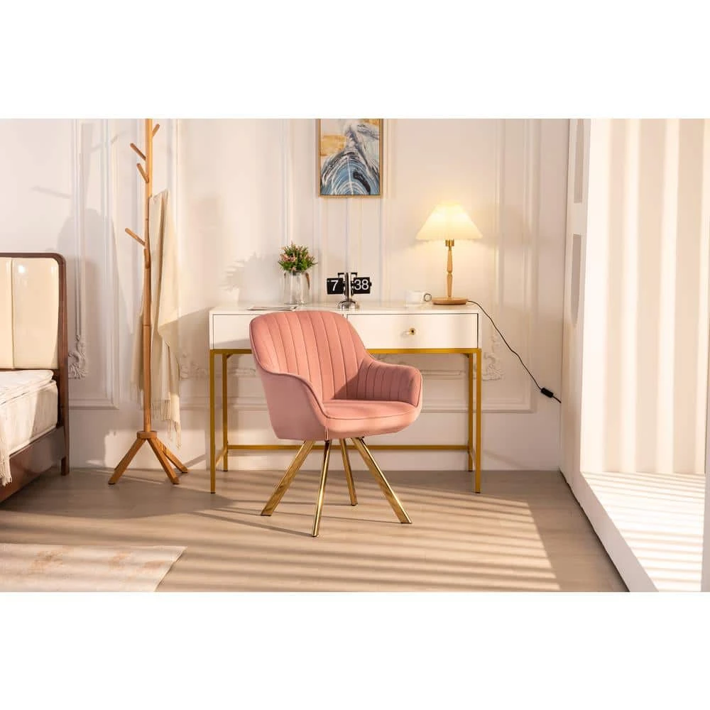 Modern Rose Purple Brushed Velvet Swivel Accent Armchair With Metal Legs For Living 1 Modern Rose Purple Brushed Velvet Swivel Accent Armchair With Metal Legs For Living