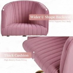 Modern Purple Velvet Height Adjustable Office Desk Chair With Upholstered Back For Home Office Bedroom Study -More Furniture Store purple jearey accent chairs kwhf purple 1f 1000