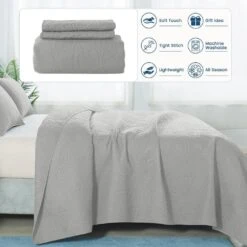 3-Piece Light Gray Modern Microfiber King-Quilt-Set Quilt Set -More Furniture Store quilts coverlets lgy cg3jt k 44 1000