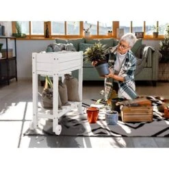 HDPE 28.3 In. X 10 In. X 9.5 In. Outdoor Plastic Raised Garden Bed In White 17 HDPE 28.3 In. X 10 In. X 9.5 In. Outdoor Plastic Raised Garden Bed In White -More Furniture Store white elevated garden beds pehj hd wt 31 1000