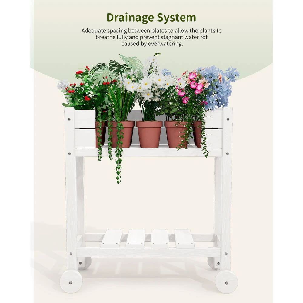 HDPE 28.3 In. X 10 In. X 9.5 In. Outdoor Plastic Raised Garden Bed In White 6 HDPE 28.3 In. X 10 In. X 9.5 In. Outdoor Plastic Raised Garden Bed In White - Image 6