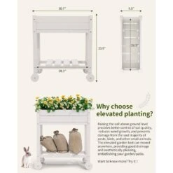 HDPE 28.3 In. X 10 In. X 9.5 In. Outdoor Plastic Raised Garden Bed In White 15 HDPE 28.3 In. X 10 In. X 9.5 In. Outdoor Plastic Raised Garden Bed In White -More Furniture Store white elevated garden beds pehj hd wt fa 1000