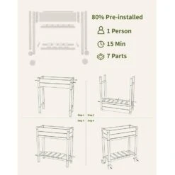 HDPE Outdoor Raised Garden Bed With Wheels In White 14 HDPE Outdoor Raised Garden Bed With Wheels In White -More Furniture Store white elevated garden beds tld3jt black fa 1000