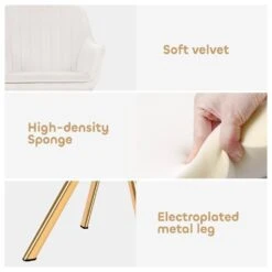 Modern White Brushed Velvet Swivel Accent Armchair With Metal Legs For Living -More Furniture Store white jearey accent chairs e21zy hd wh 1f 1000