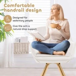 Modern White Brushed Velvet Swivel Accent Armchair With Metal Legs For Living -More Furniture Store white jearey accent chairs e21zy hd wh 31 1000