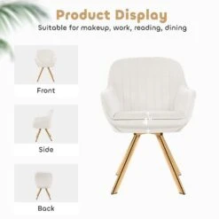 Modern White Brushed Velvet Swivel Accent Armchair With Metal Legs For Living -More Furniture Store white jearey accent chairs e21zy hd wh 4f 1000