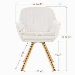 Modern White Brushed Velvet Swivel Accent Armchair With Metal Legs For Living -More Furniture Store white jearey accent chairs e21zy hd wh c3 1000