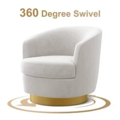 Nancy Modern 360° Swivel White Non-falling Velvet Fabric Barrel Accent Armchair For Bedroom Or Living Room 8 Nancy Modern 360° Swivel White Non-falling Velvet Fabric Barrel Accent Armchair For Bedroom Or Living Room -More Furniture Store white jearey accent chairs xslswy white c3 1000
