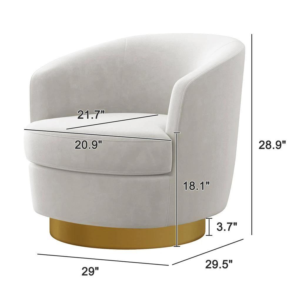 Nancy Modern 360° Swivel White Non-falling Velvet Fabric Barrel Accent Armchair For Bedroom Or Living Room 2 Nancy Modern 360° Swivel White Non-falling Velvet Fabric Barrel Accent Armchair For Bedroom Or Living Room - Image 2