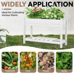 45 In. X 18 In. X 29 In. Outdoor Plastic Raised Garden Bed In White -More Furniture Store white jearey elevated garden beds tphj white 76 1000