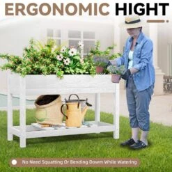 45 In. X 18 In. X 29 In. Outdoor Plastic Raised Garden Bed In White -More Furniture Store white jearey elevated garden beds tphj white fa 1000