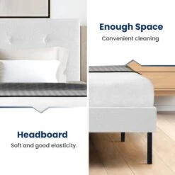 Alex White Full Upholstered Platform Bed Frame With Headboard -More Furniture Store white jearey platform beds e111cj full white c3 1000