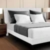 Alex White Queen Upholstered Platform Bed Frame With Headboard