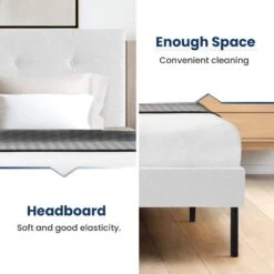 Alex White Twin Upholstered Platform Bed Frame With Headboard -More Furniture Store white jearey platform beds e111cj twin white 4f 1000